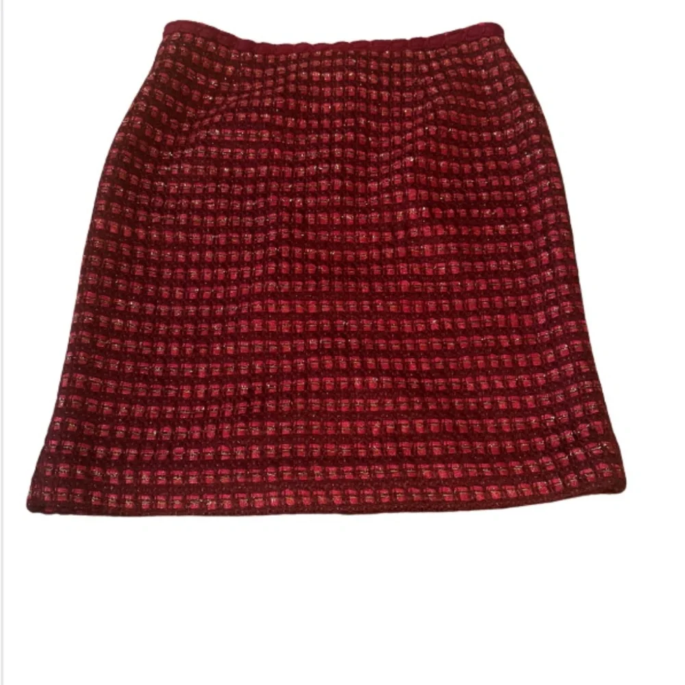 Tory Burch Burgundy Tweed Pattern Skirt - Picture 1 of 5